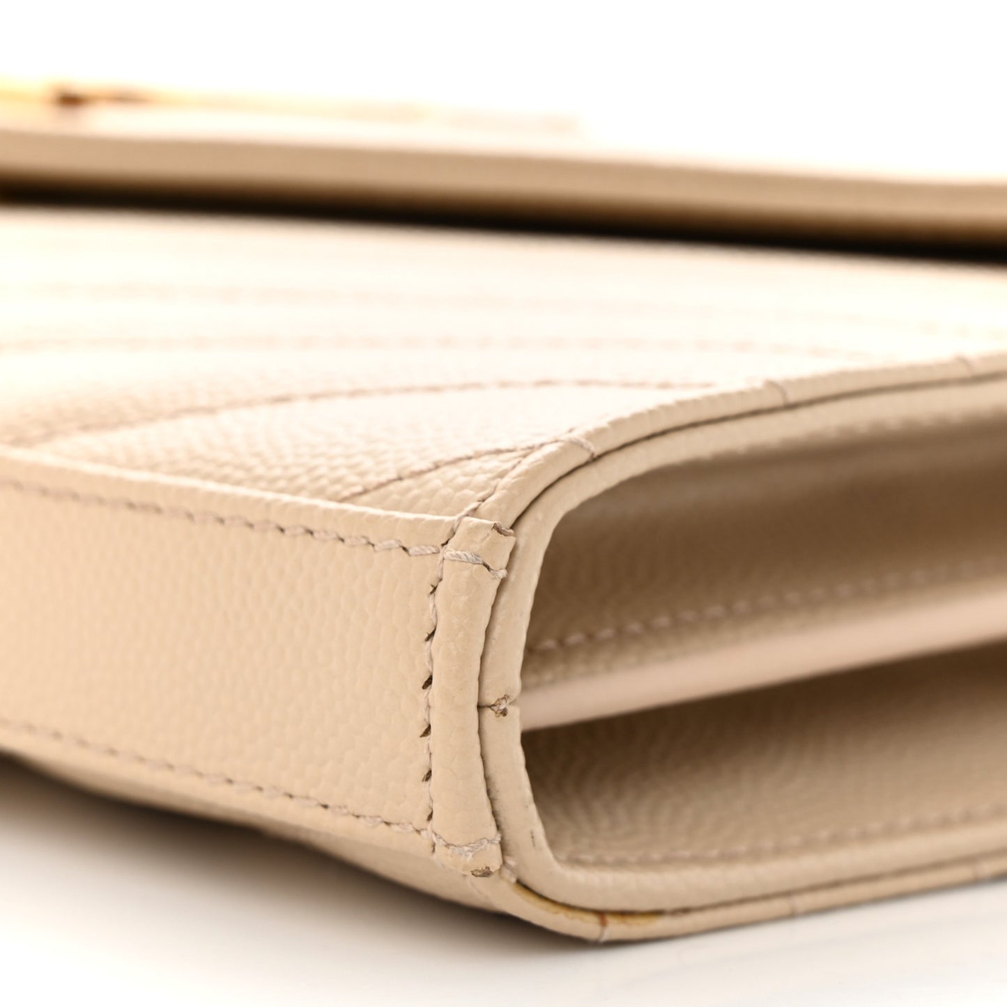Grain De Poudre Matelasse Chevron Monogram Chain Wallet Dark Beige