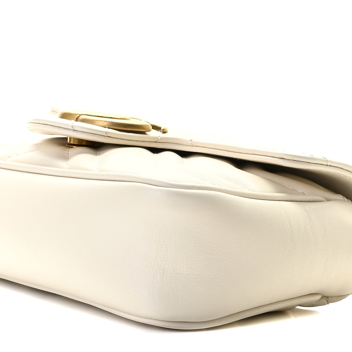 Calfskin Matelasse Super Mini GG Marmont Shoulder Bag White