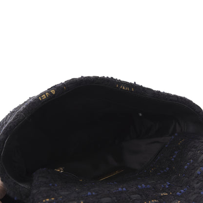 Chanel Tweed Quilted Large 19 Flap Black Navy Gold 5 of 11