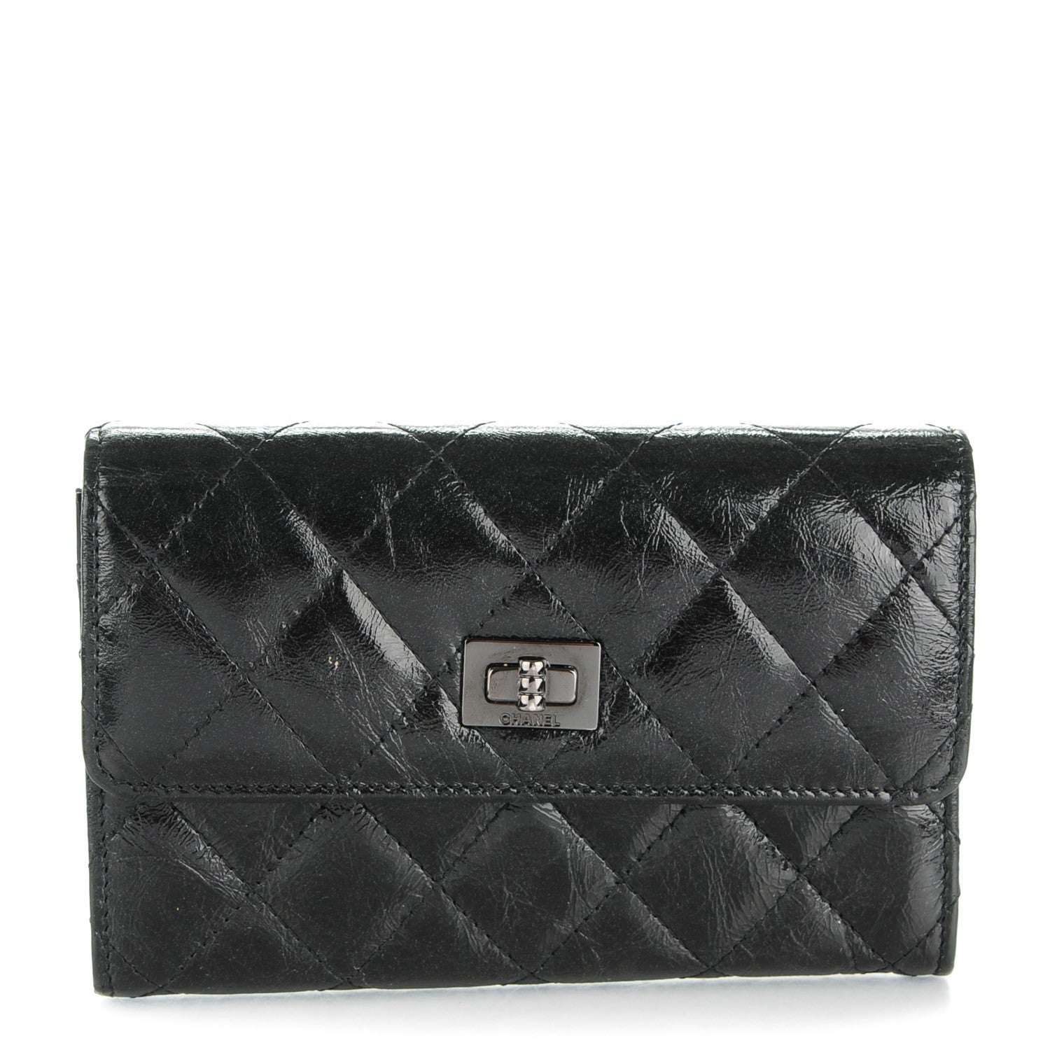 Chanel Glazed Calfskin Quilted Small Reissue Flap Wallet Black 1 of 8