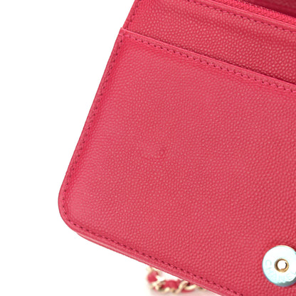 Chanel Caviar Quilted Boy Wallet On Chain WOC Fuchsia 12 of 13