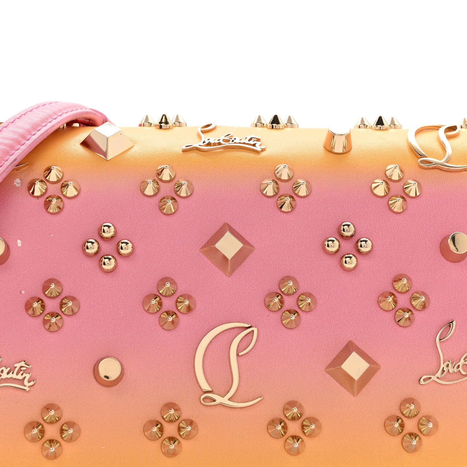 Christian Louboutin Calfskin Spikes Loubinthesky Paloma Wallet On Chain Degraftersun Gold 8 of 16
