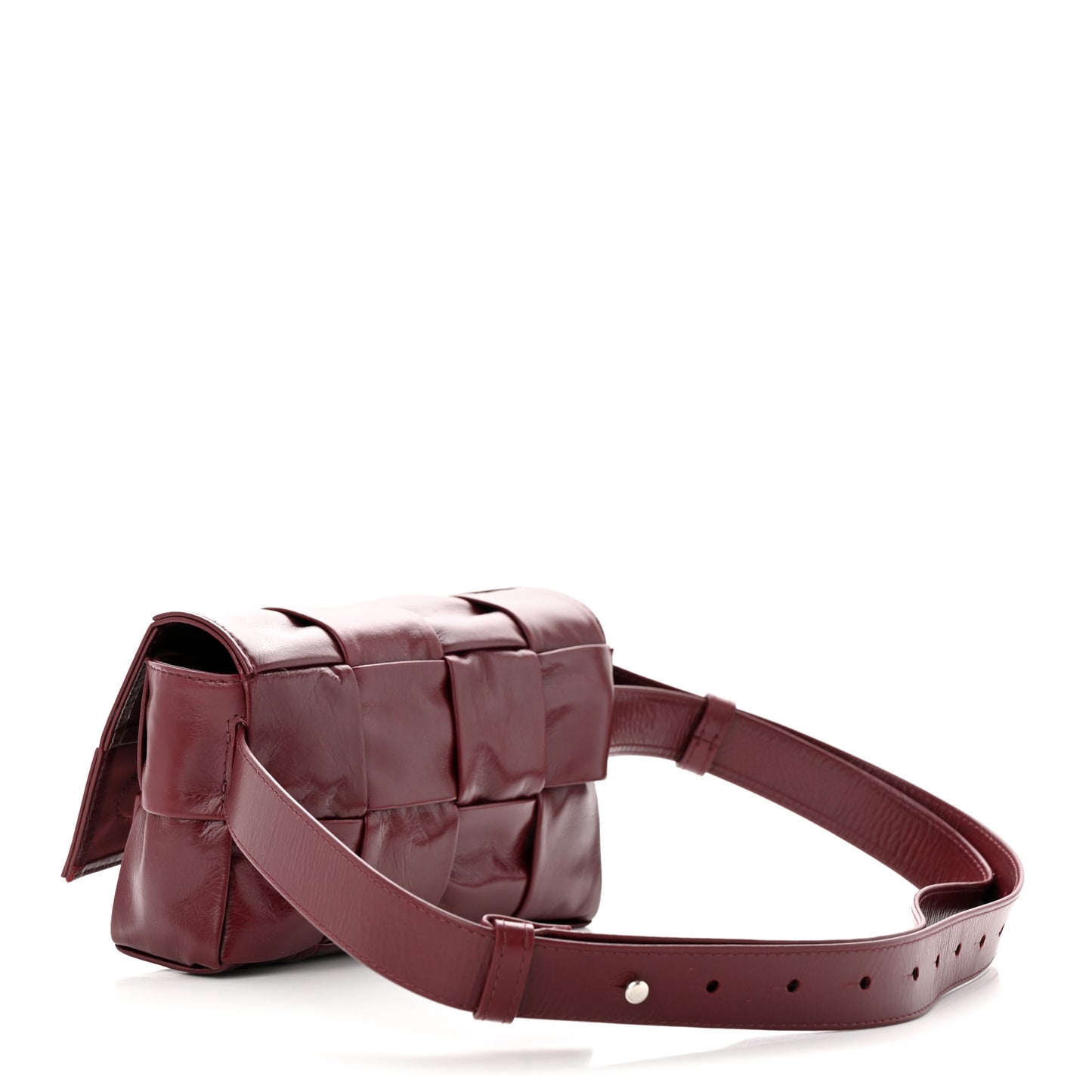 Paper Calfskin Intrecciato Cassette Belt Bag Bordeaux