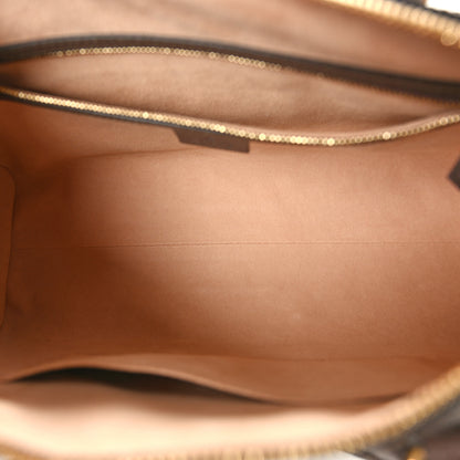 Gucci GG Supreme Monogram Textured Dollar Calfskin Web Medium Ophidia Boston Beige Ebony New Acero 5 of 10