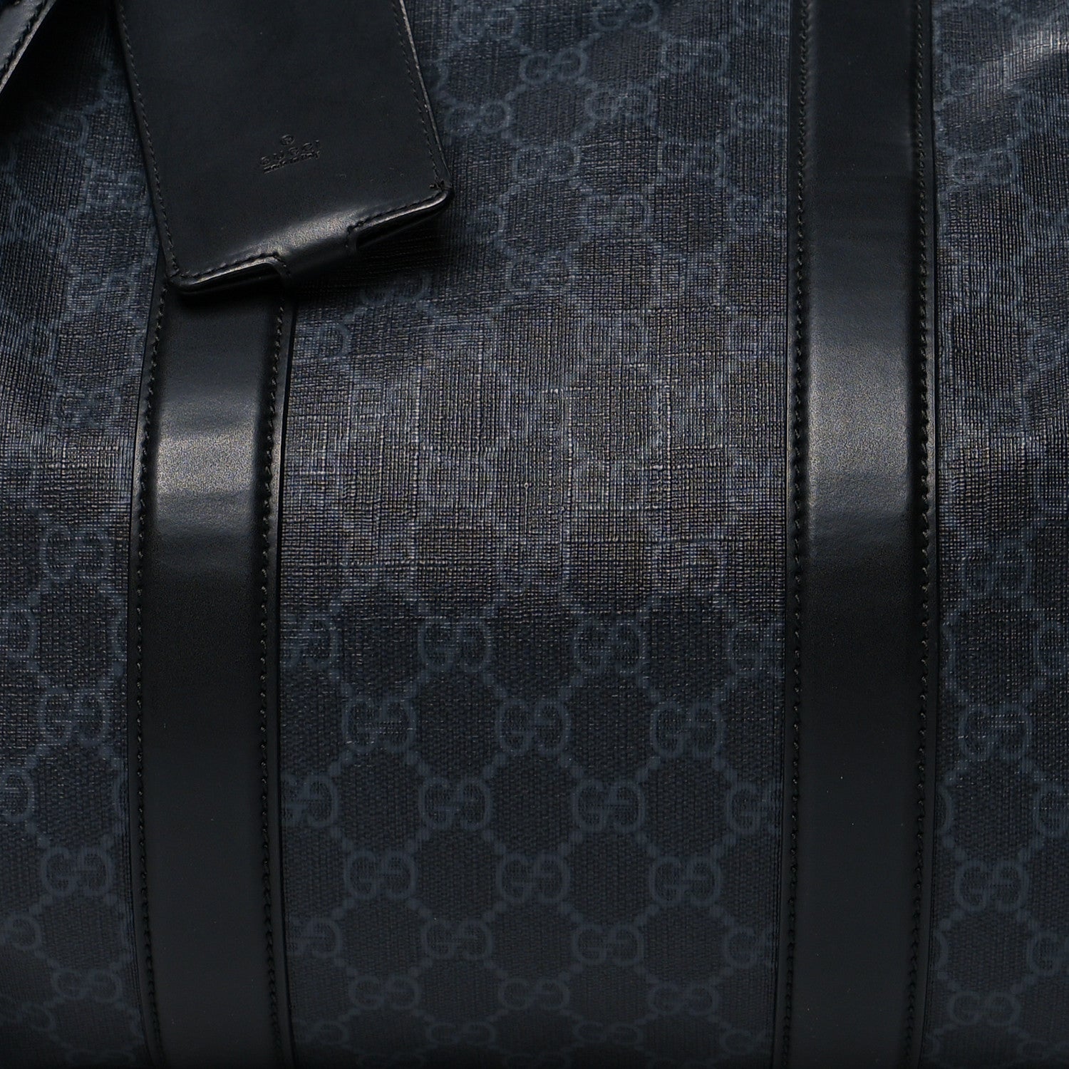 Gucci Soft GG Supreme Monogram Appia Calfskin Web Medium Carry On Duffle Bag Black Grey 10 of 12