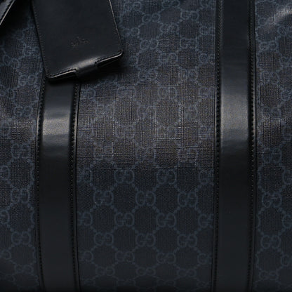 Gucci Soft GG Supreme Monogram Appia Calfskin Web Medium Carry On Duffle Bag Black Grey 10 of 12
