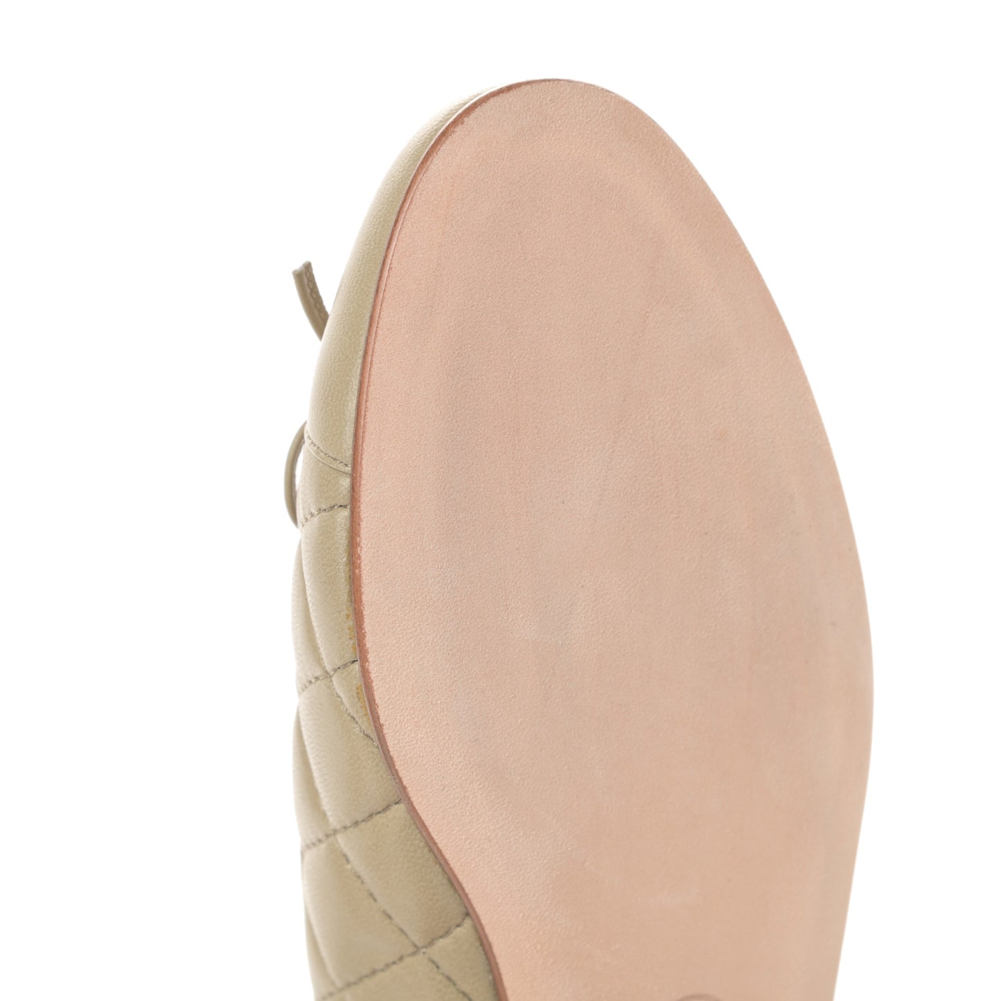 Lambskin Quilted Cap Toe Ballerina Flats 36.5 Beige Fonce
