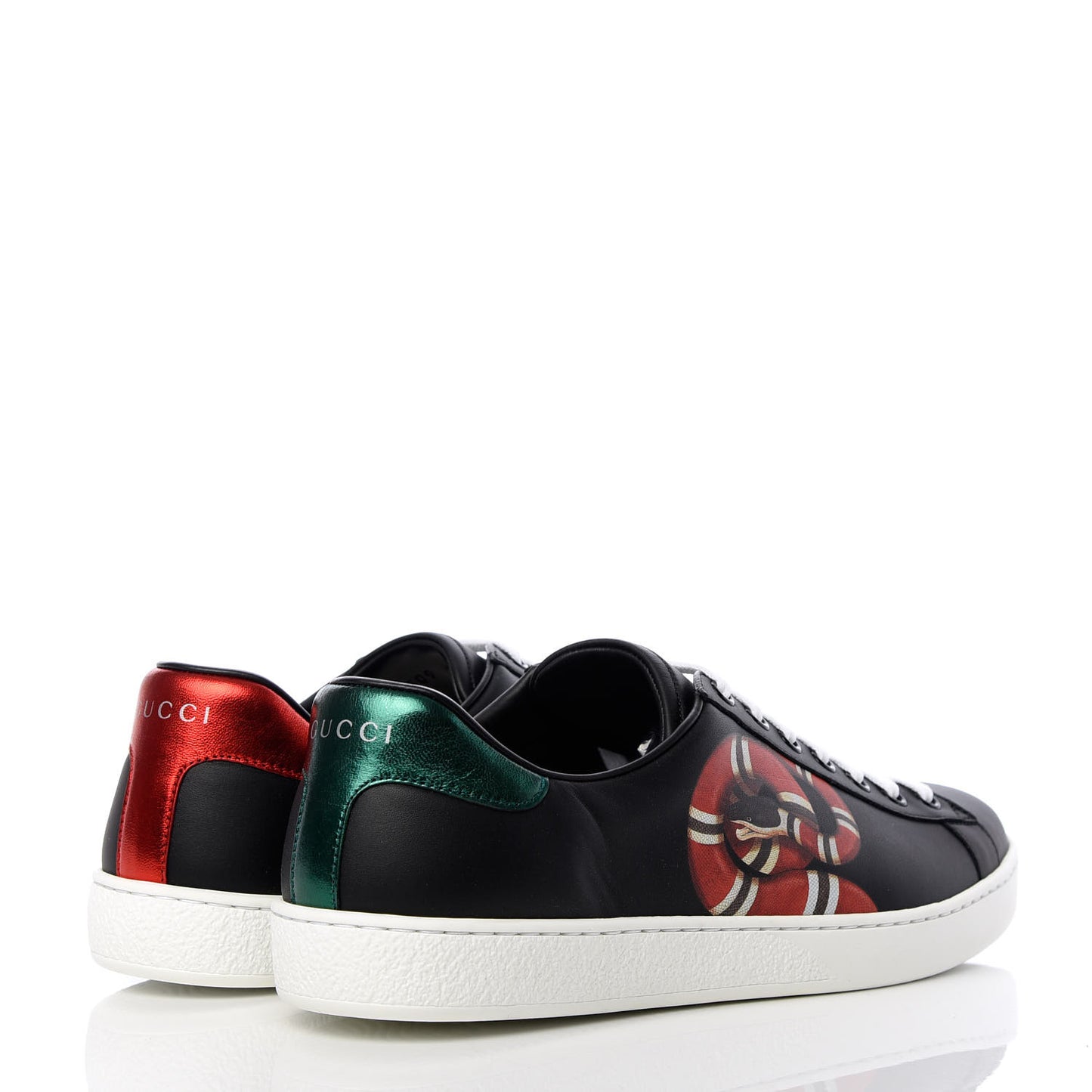 Calfskin Kingsnake Mens Ace Sneakers 8.5 Black Multicolor