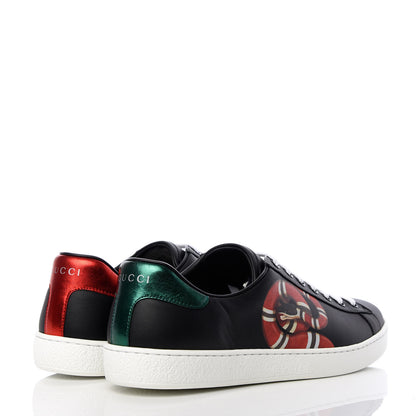 Gucci Calfskin Kingsnake Mens Ace Sneakers 8.5 Black Multicolor 4 of 11