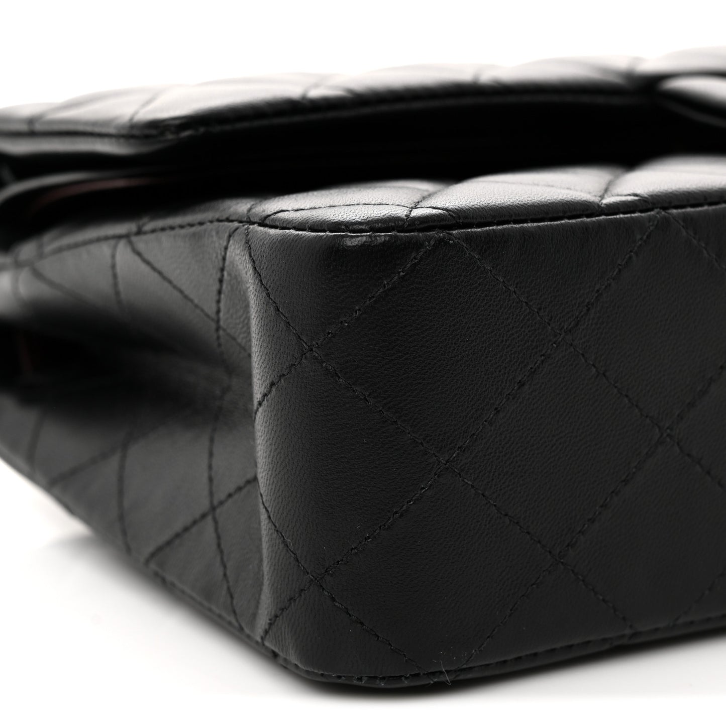 Lambskin Quilted Medium Double Flap Black Black
