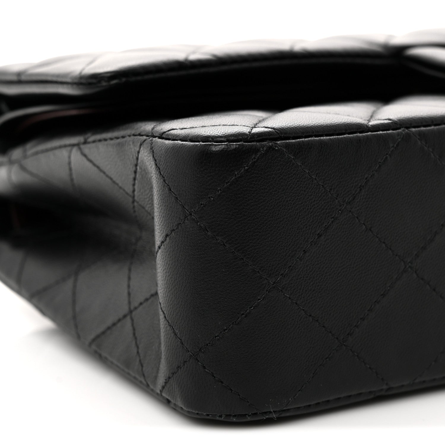 Chanel Lambskin Quilted Medium Double Flap Black Black 9 of 12