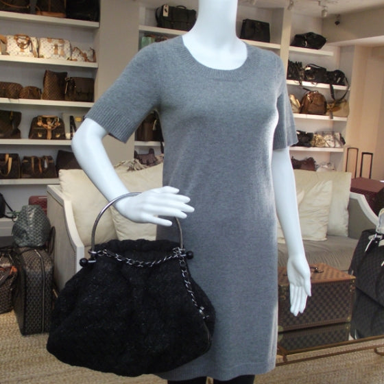 Tweed Boucle Knitting Bag Black