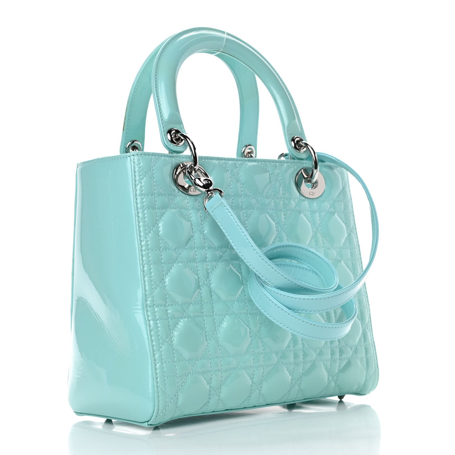 Christian Dior Patent Cannage Medium Lady Dior Light Blue 2 of 5