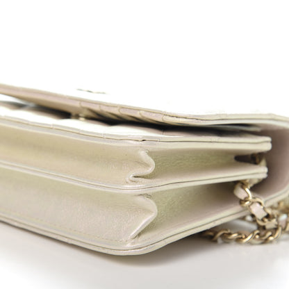 Chanel Iridescent Lambskin Quilted Mini Wallet On Chain WOC Ivory 9 of 11