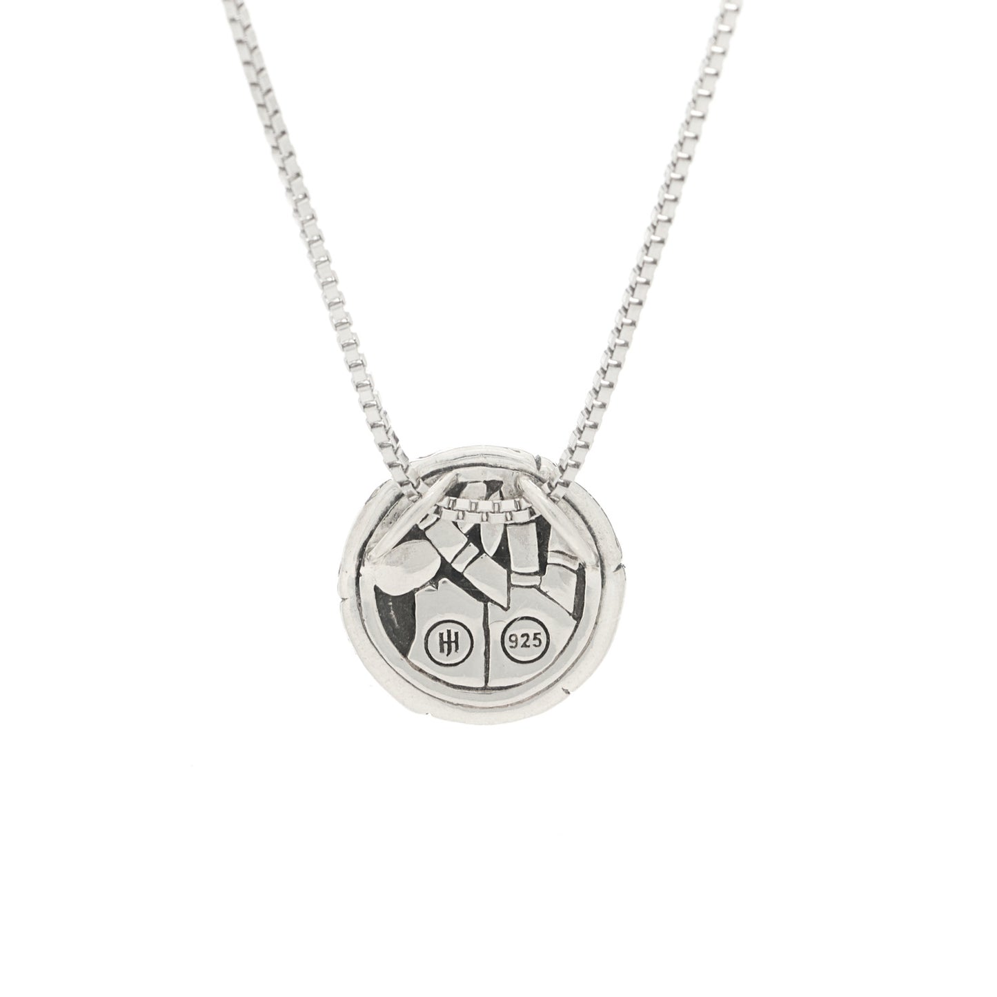 Sterling Silver Black Sapphire Small Bamboo Round Pendant Necklace
