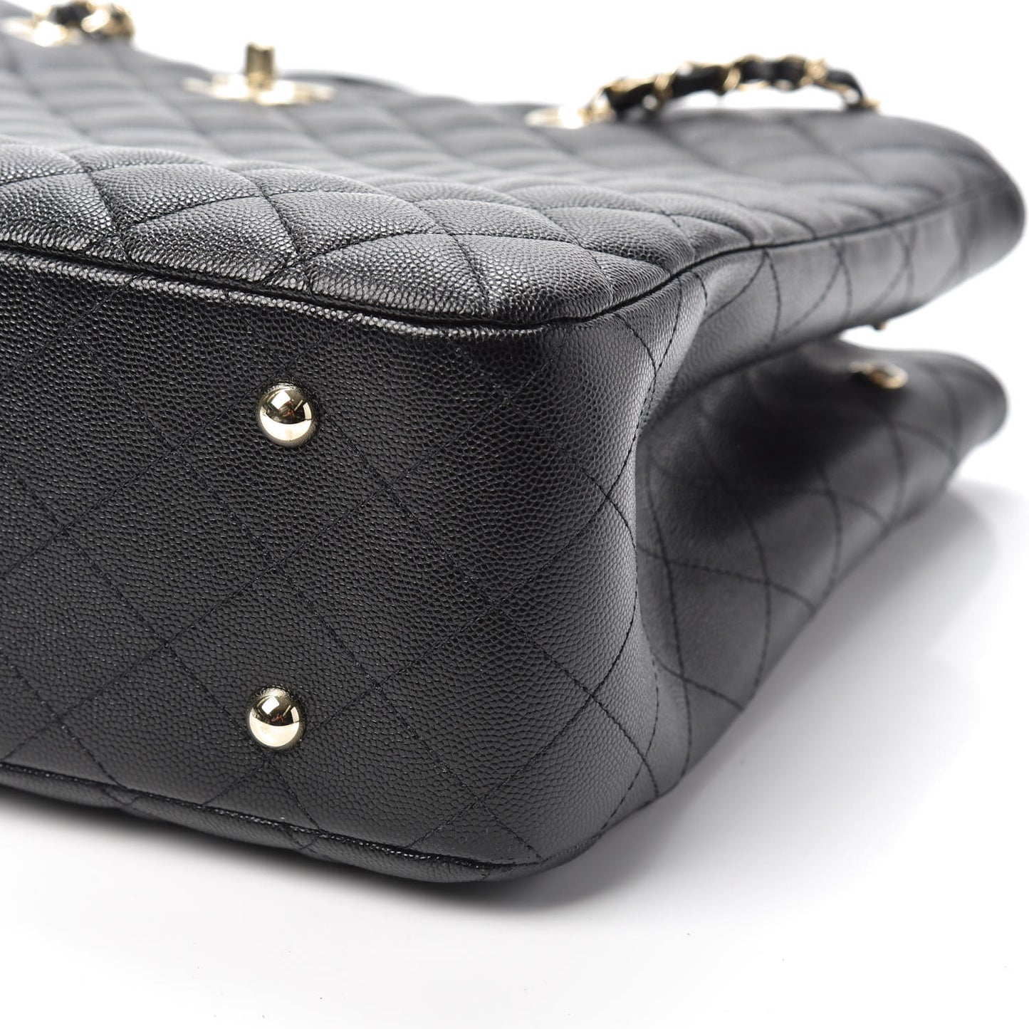 Caviar Quilted Large Shopping Tote Black