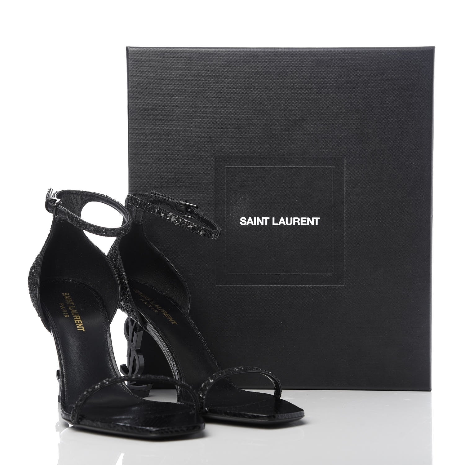 Saint Laurent Glitter Opyum Sandals 38.5 Black 8 of 8