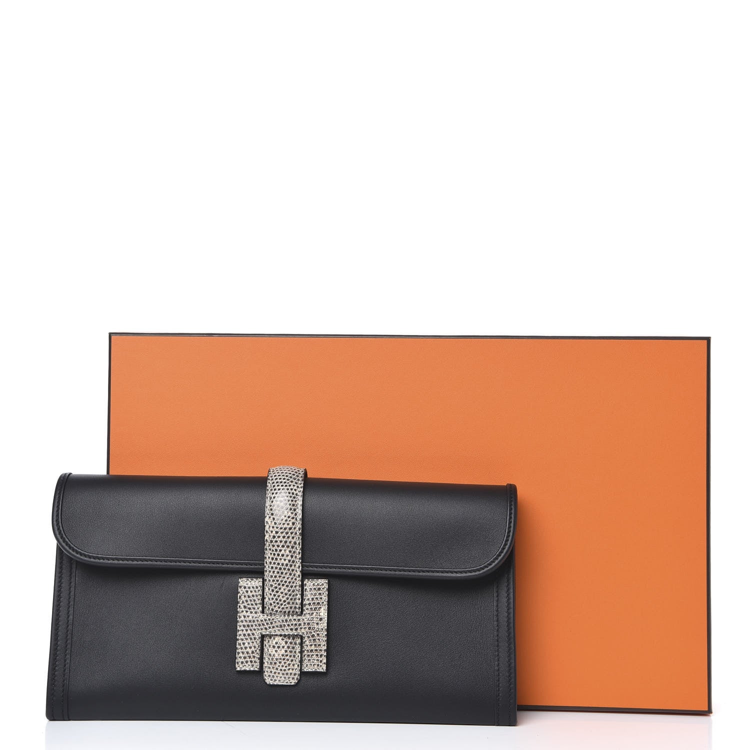 Hermes Swift Lizard Jige Elan Touch 29 Clutch Black Ombre 11 of 11