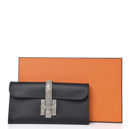 Hermes Swift Lizard Jige Elan Touch 29 Clutch Black Ombre 11 of 11