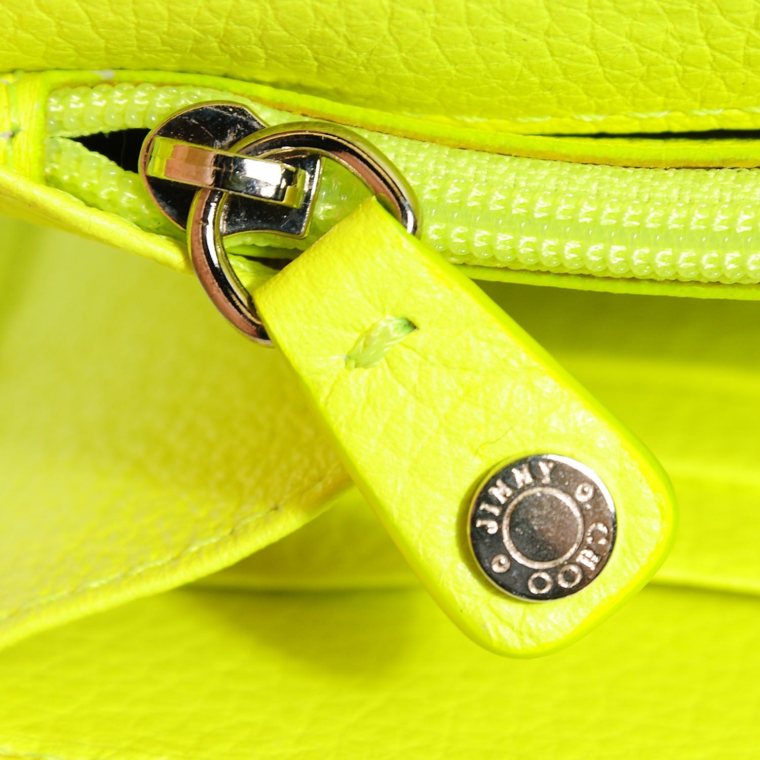 Jimmy Choo Grainy Calf Reese Wallet Clutch Neon Yellow 8 of 9