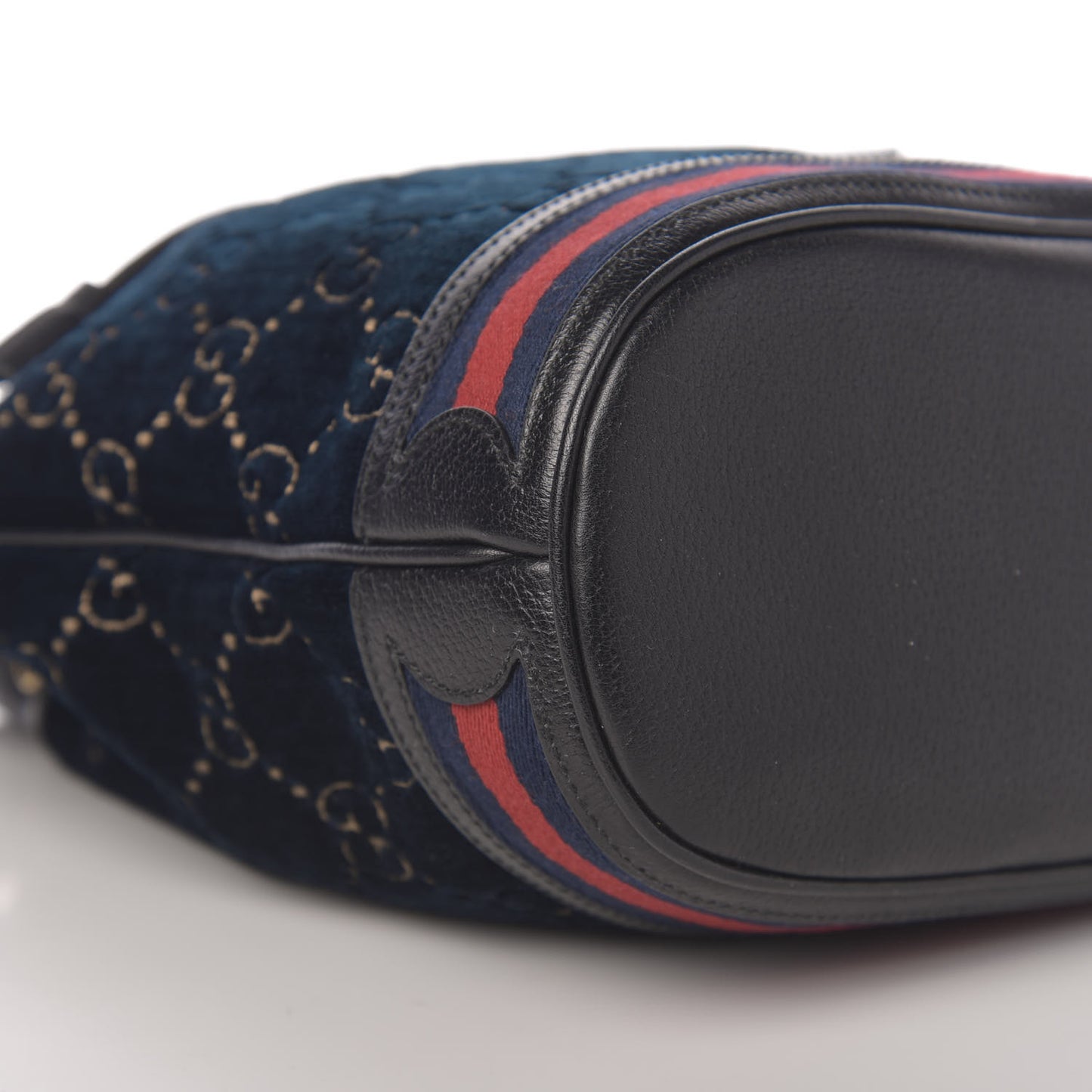 Velvet GG Monogram Web Bucket Bag Blue Beige