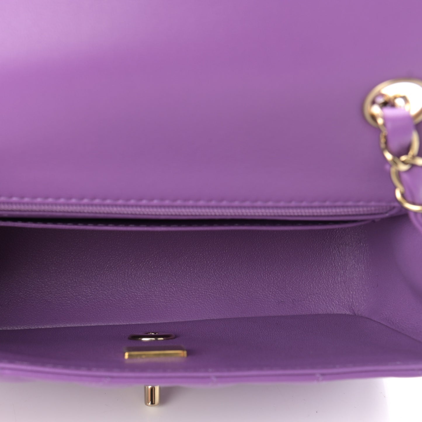 Lambskin Quilted Mini Rectangular Flap Purple