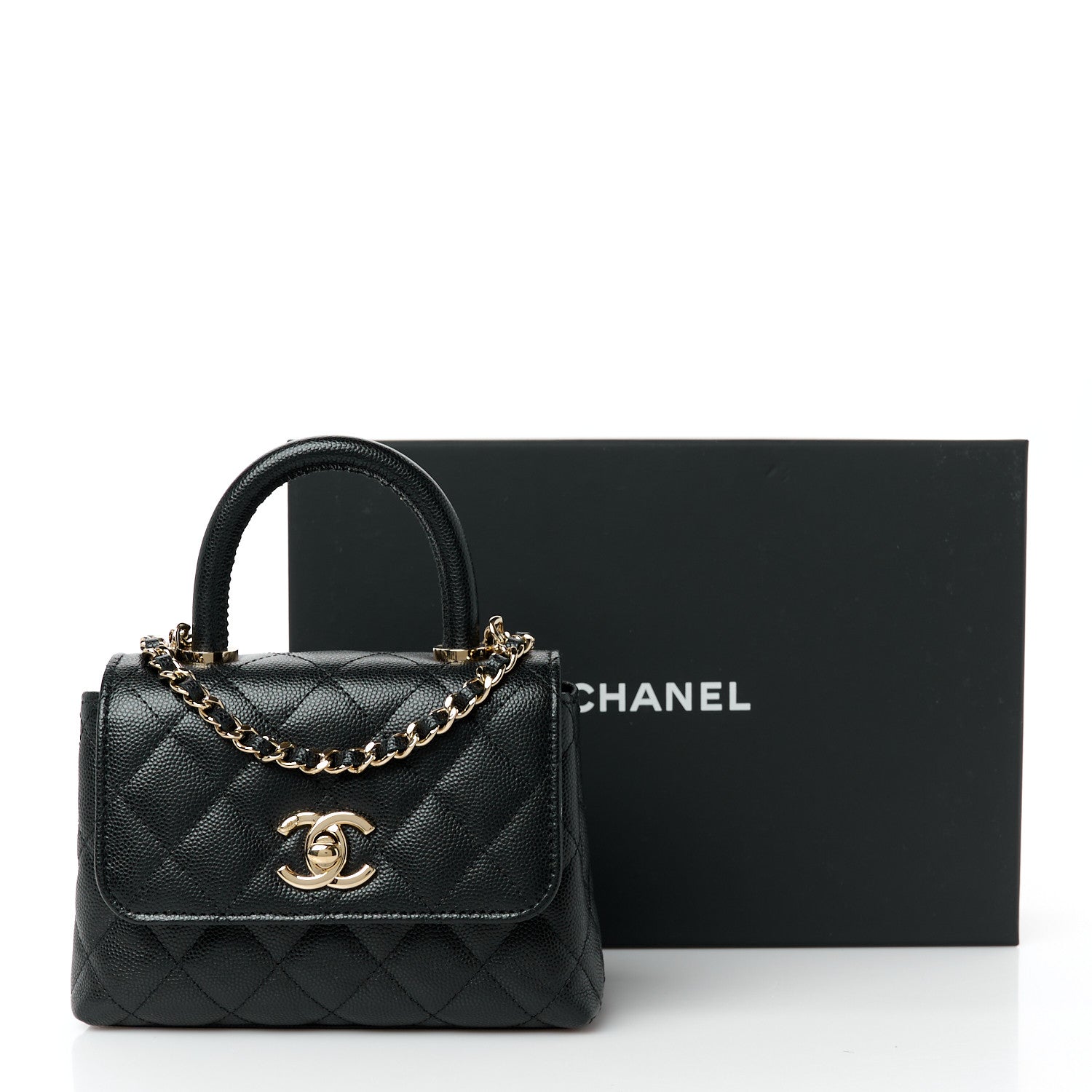 Chanel Iridescent Caviar Quilted Extra Mini Coco Handle Flap Black 12 of 12