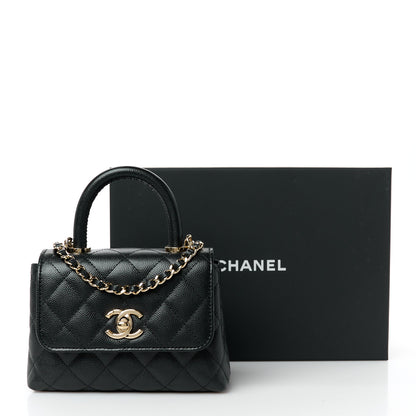 Chanel Iridescent Caviar Quilted Extra Mini Coco Handle Flap Black 12 of 12