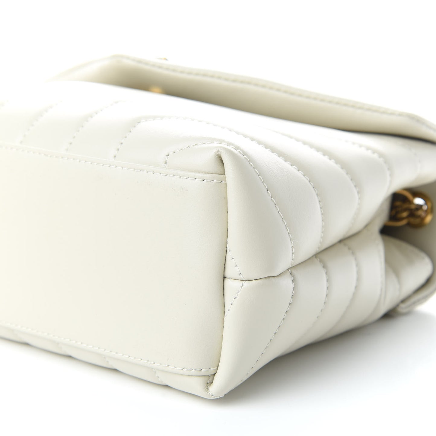 Calfskin Y Quilted Monogram Small Loulou Chain Satchel Ivory