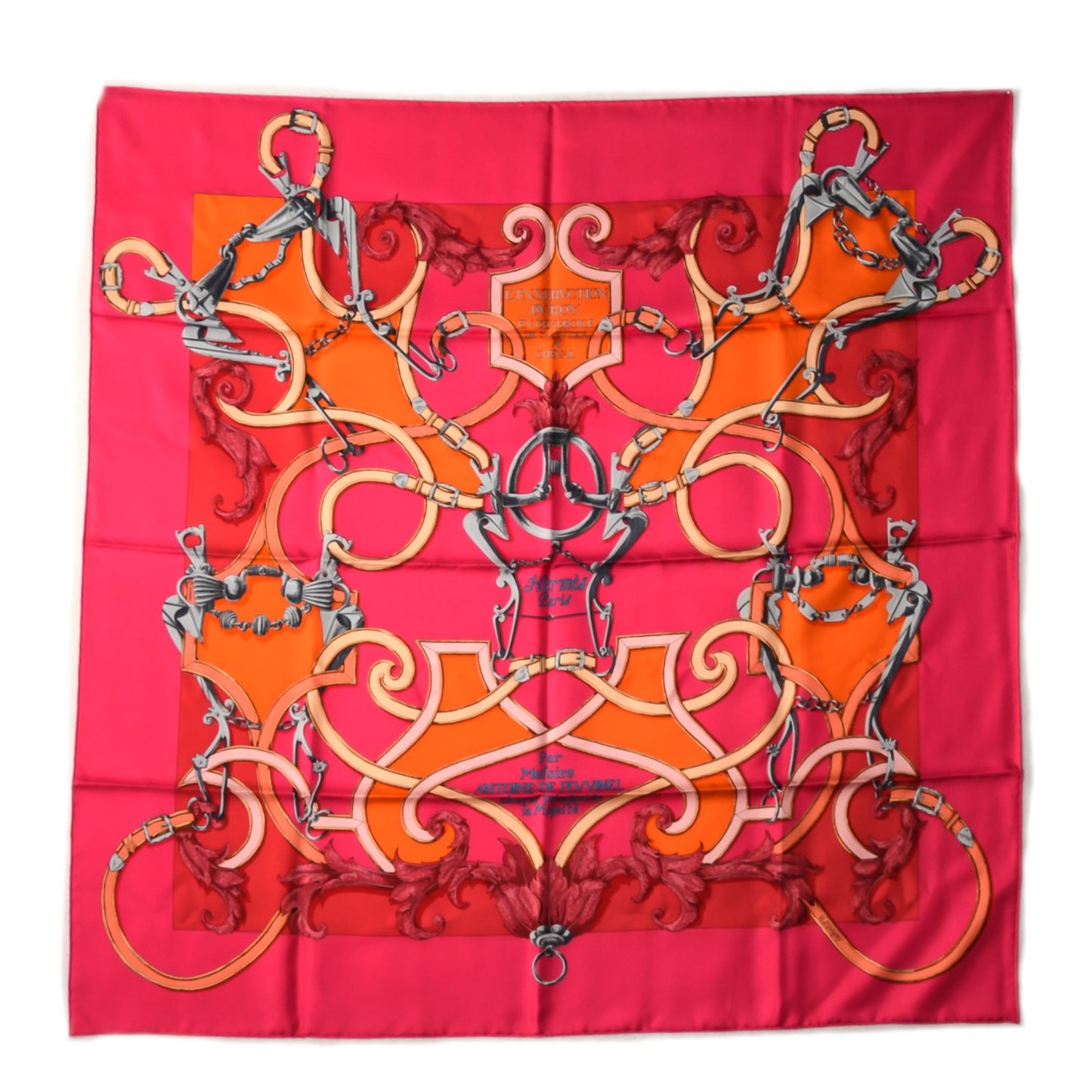 Silk L'Instruction Du Roy Scarf 90 Rose Indien Orange Gris