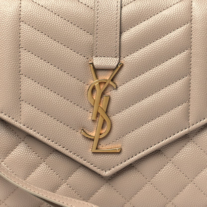 Saint Laurent Grain De Poudre Textured Mixed Matelasse Triquilt Monogram Clutch Dark Beige 8 of 11