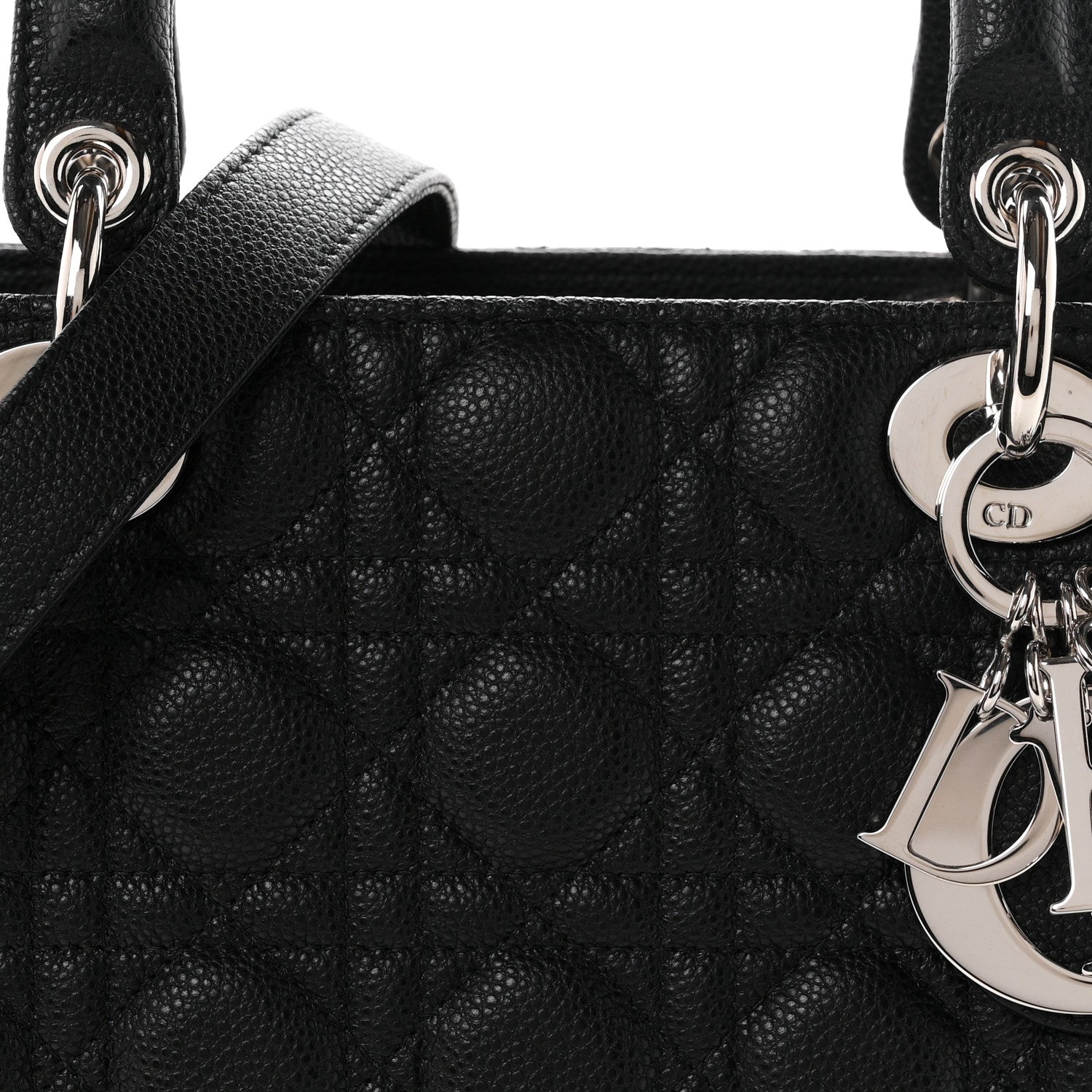 Christian Dior Grained Calfskin Cannage Medium Lady Dior Black 8 of 10