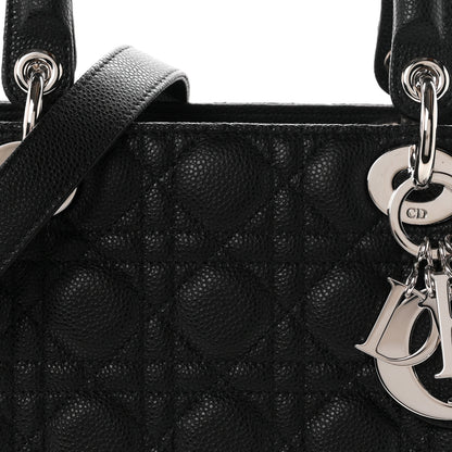 Christian Dior Grained Calfskin Cannage Medium Lady Dior Black 8 of 10
