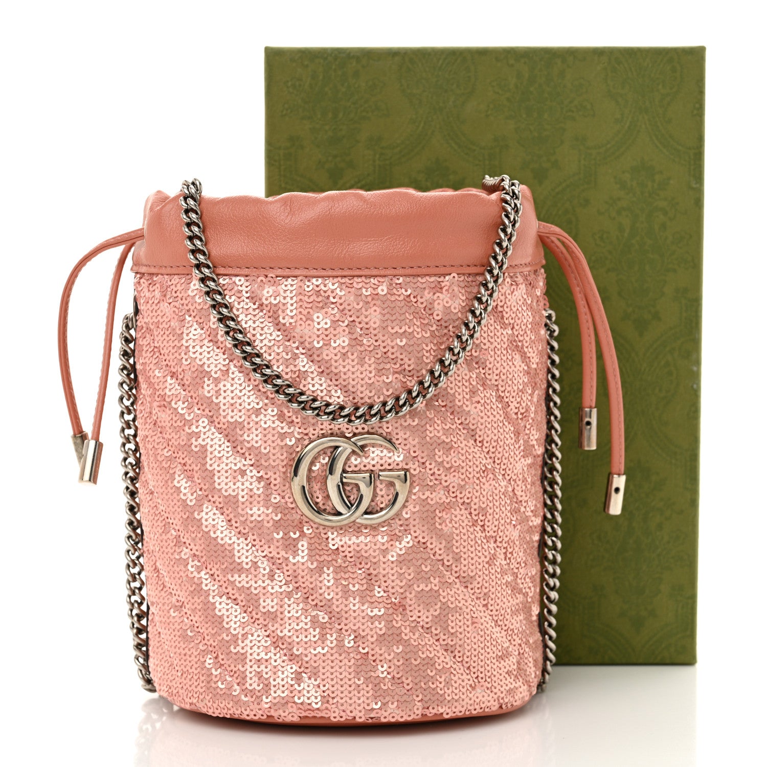 Gucci Sequin Mini GG Marmont 2.0 Bucket Bag Pink 11 of 11