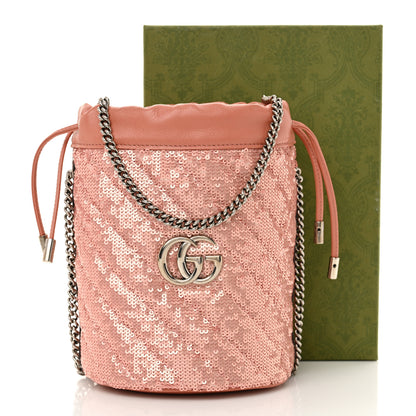 Gucci Sequin Mini GG Marmont 2.0 Bucket Bag Pink 11 of 11