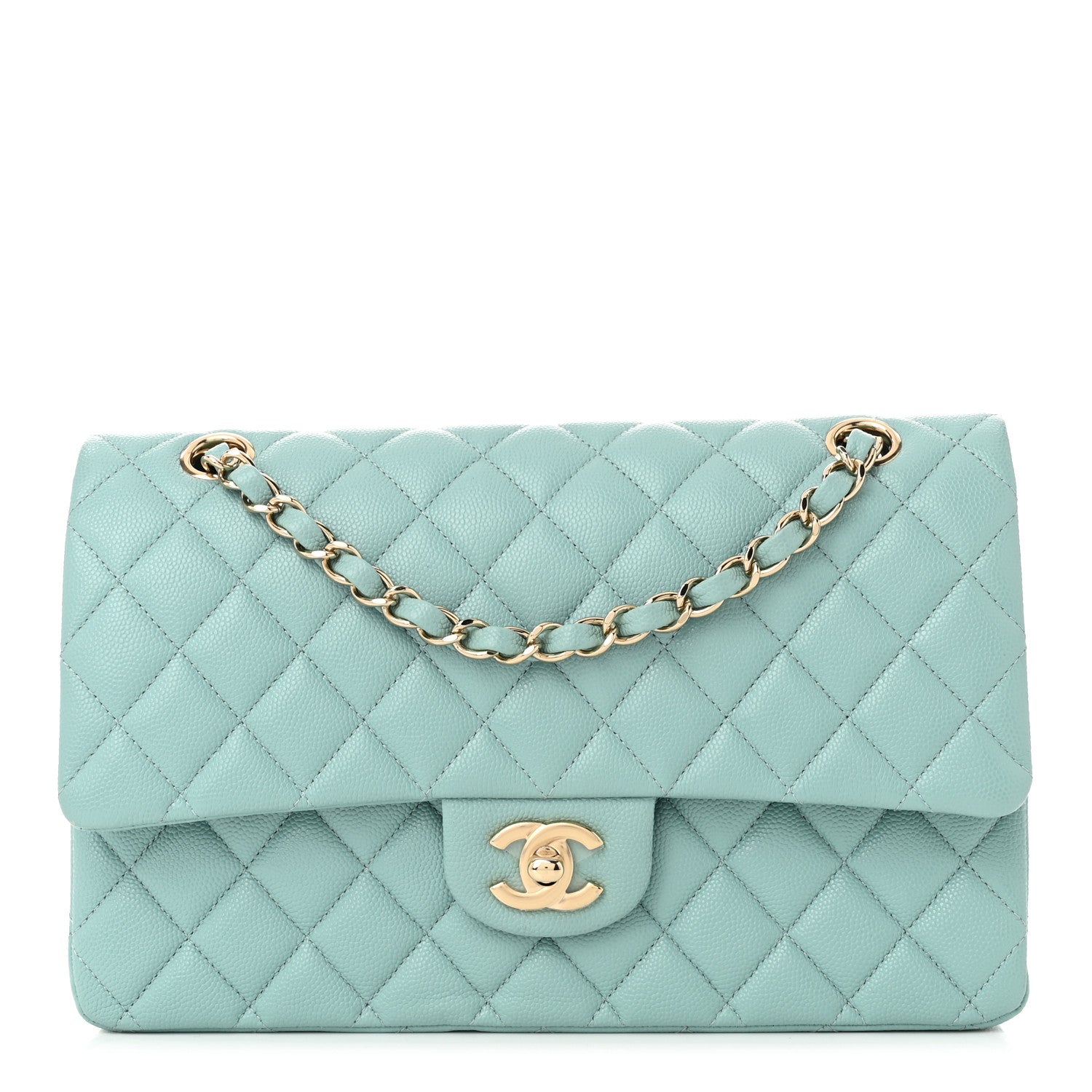 Chanel Caviar Quilted Medium Double Flap Light Blue 1 of 10
