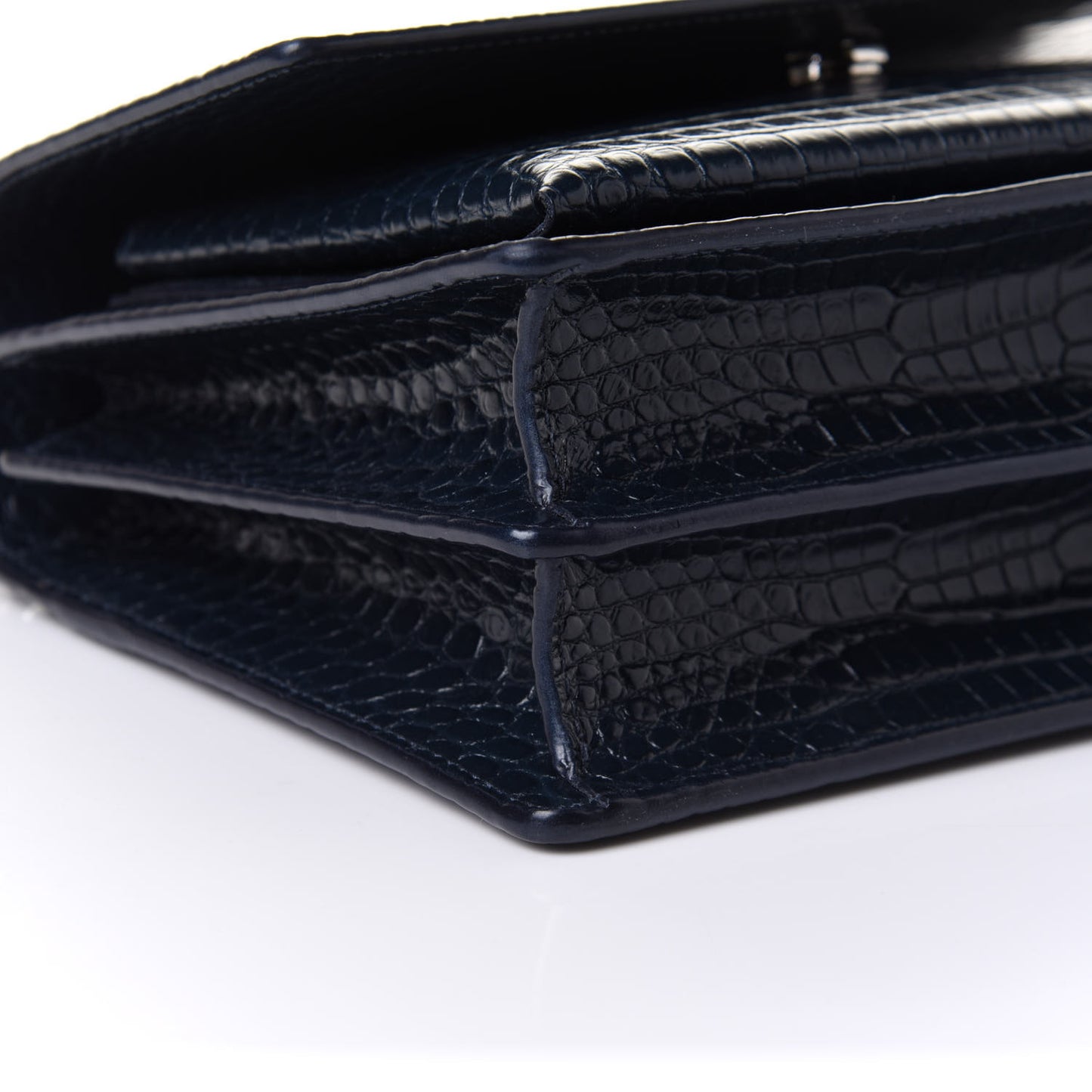 Calfskin Crocodile Embossed Medium Monogram Sunset Navy