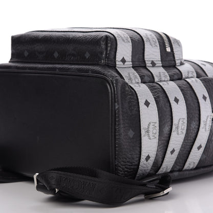 MCM Metallic Visetos Striped Medium Stark Backpack Silver Black 6 of 8