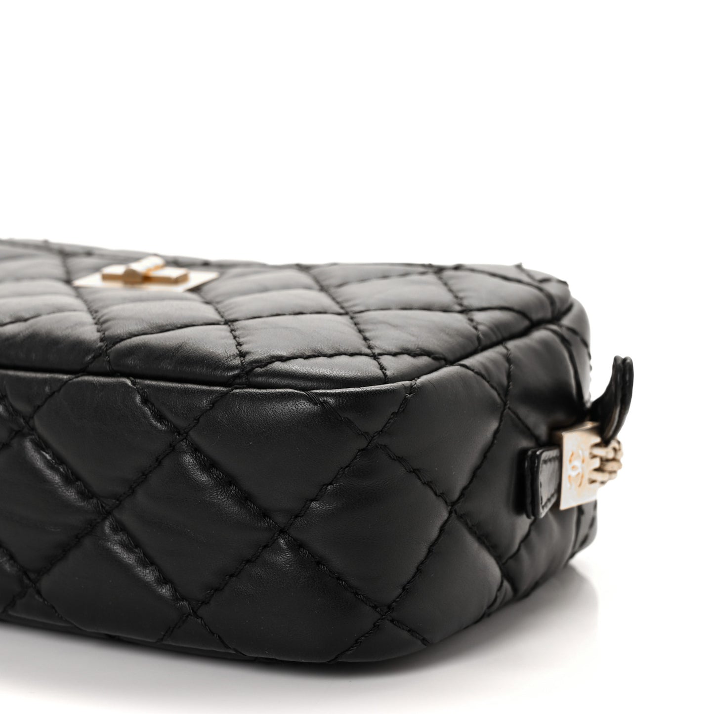 Aged Calfskin Quilted Mini Reissue Camera Case Black