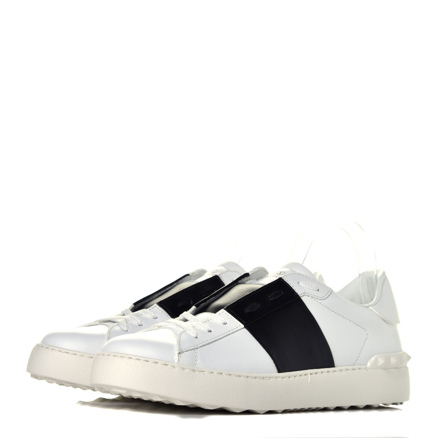 Valentino Garavani Calfskin Womens Rockstud Open Sneakers 41 White Black 3 of 10