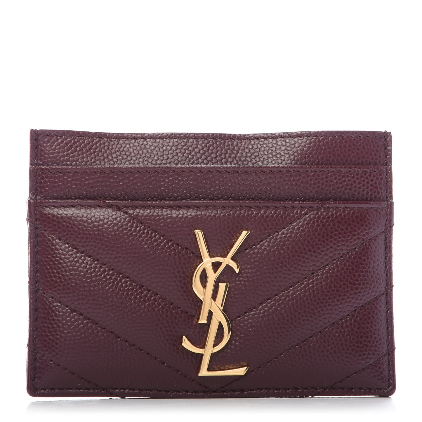 Grain De Poudre Matelasse Chevron Monogram Credit Card Case Rouge Legion