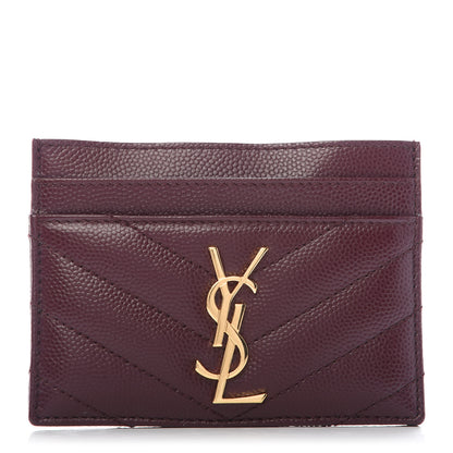 Saint Laurent Grain De Poudre Matelasse Chevron Monogram Credit Card Case Rouge Legion 1 of 7