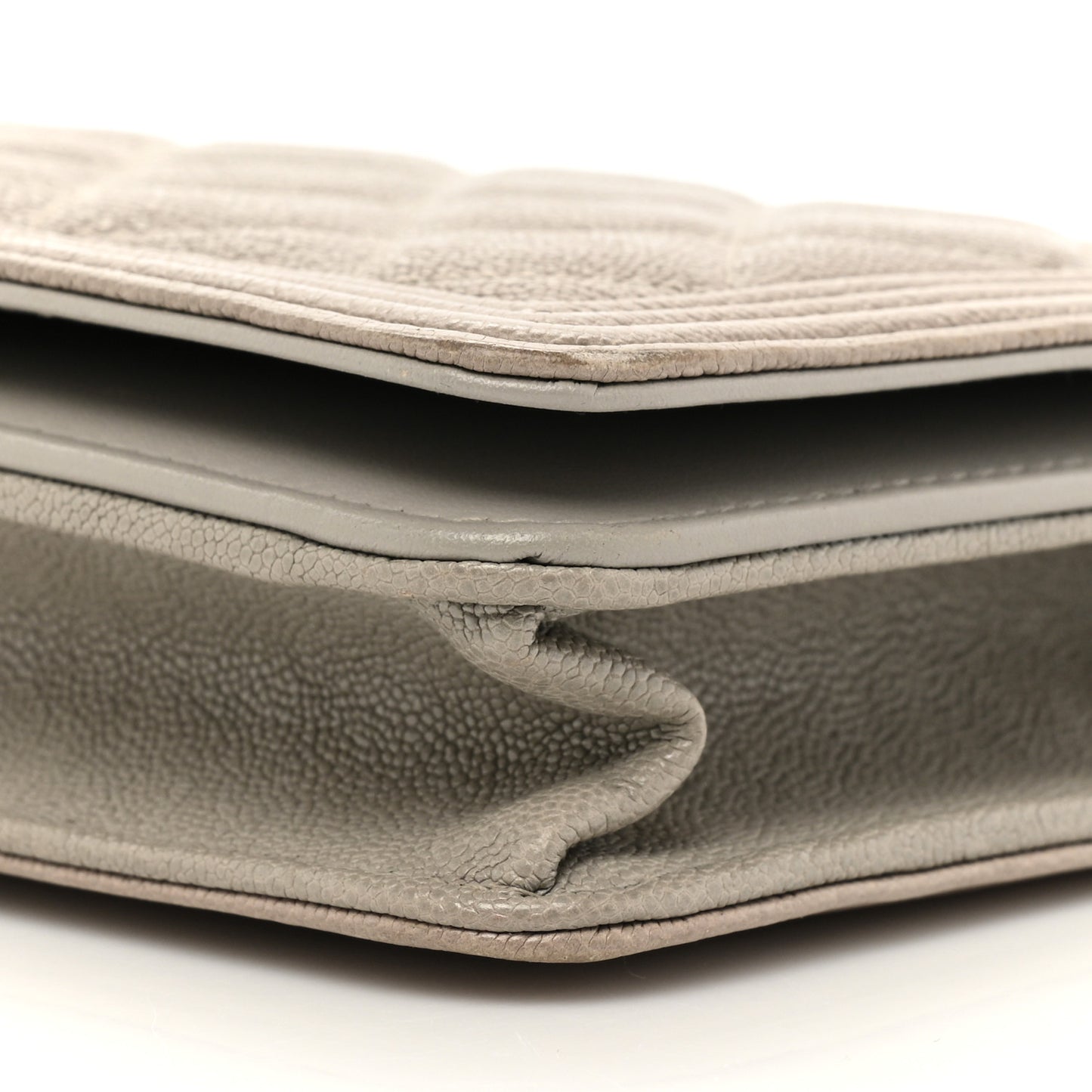 Caviar Quilted Boy Wallet On Chain WOC Grey