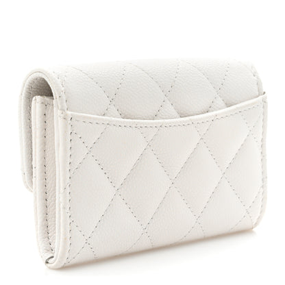 Chanel Caviar Quilted Flap Card Holder Wallet White 3 of 10