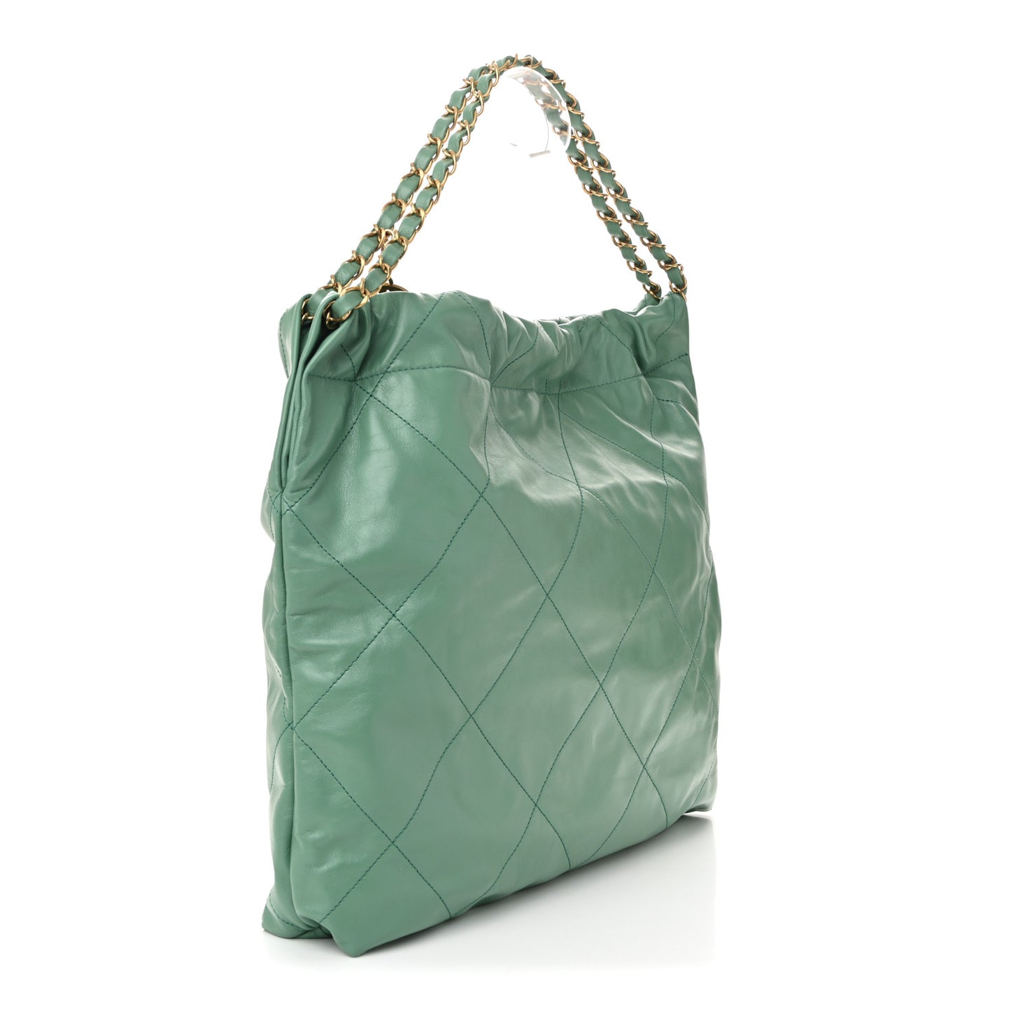 Shiny Calfskin Quilted Chanel 22 Light Green
