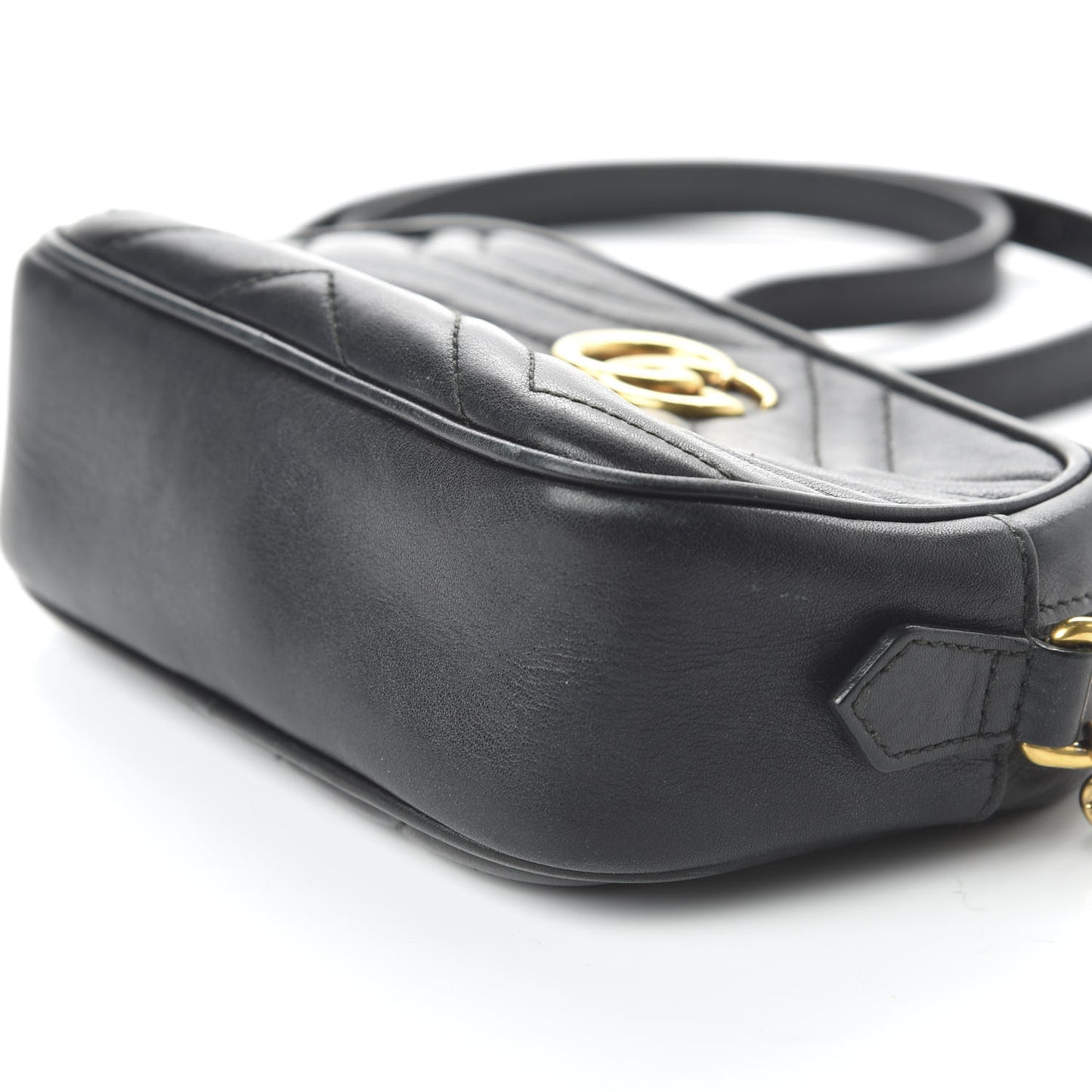 Calfskin Matelasse Mini GG Marmont Chain Shoulder Bag Black