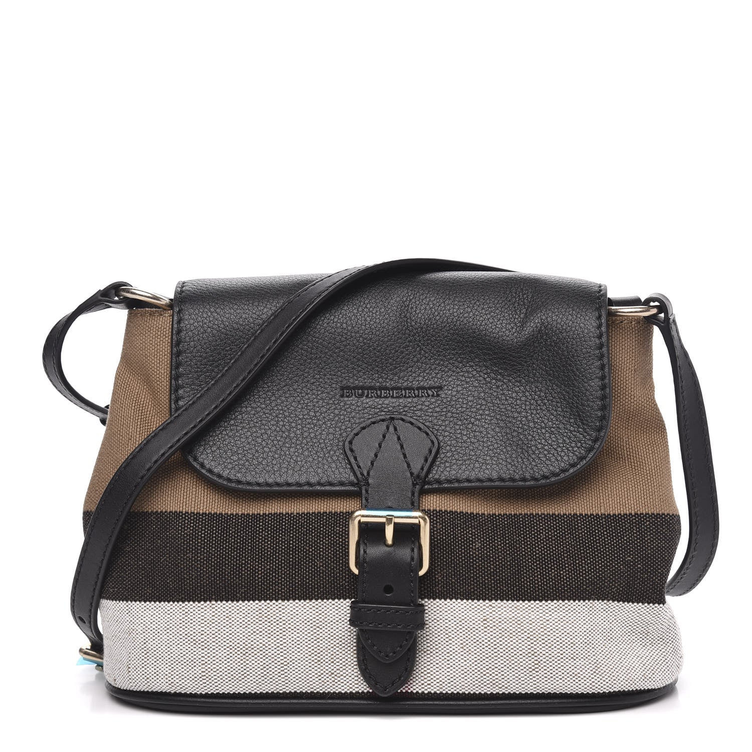 Burberry Mega Check Grainy Calfskin Small Gowan Messenger Bag Black 1 of 9