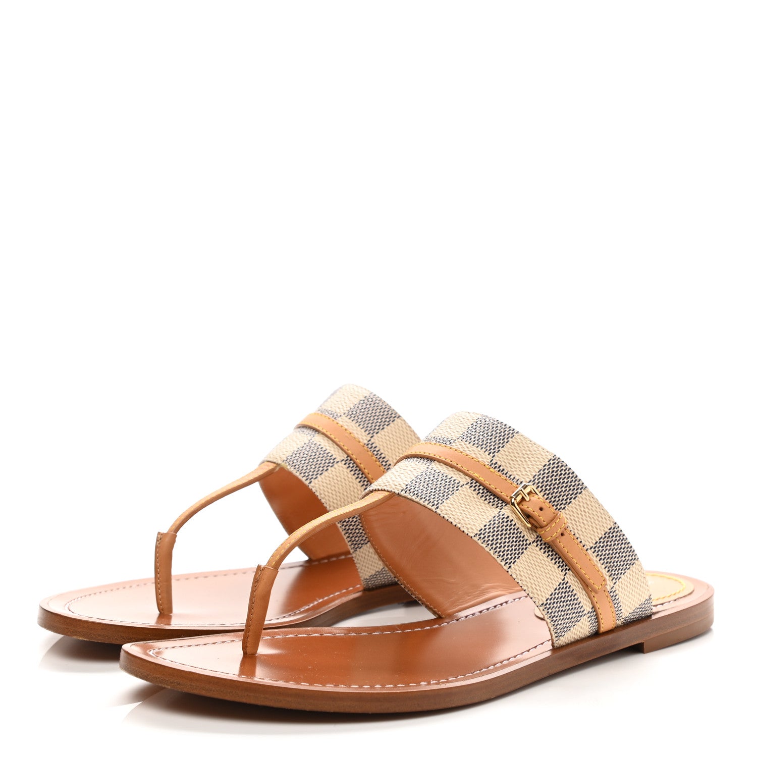 Louis Vuitton Damier Azur Palma Flat Thong Sandals 37 3 of 9