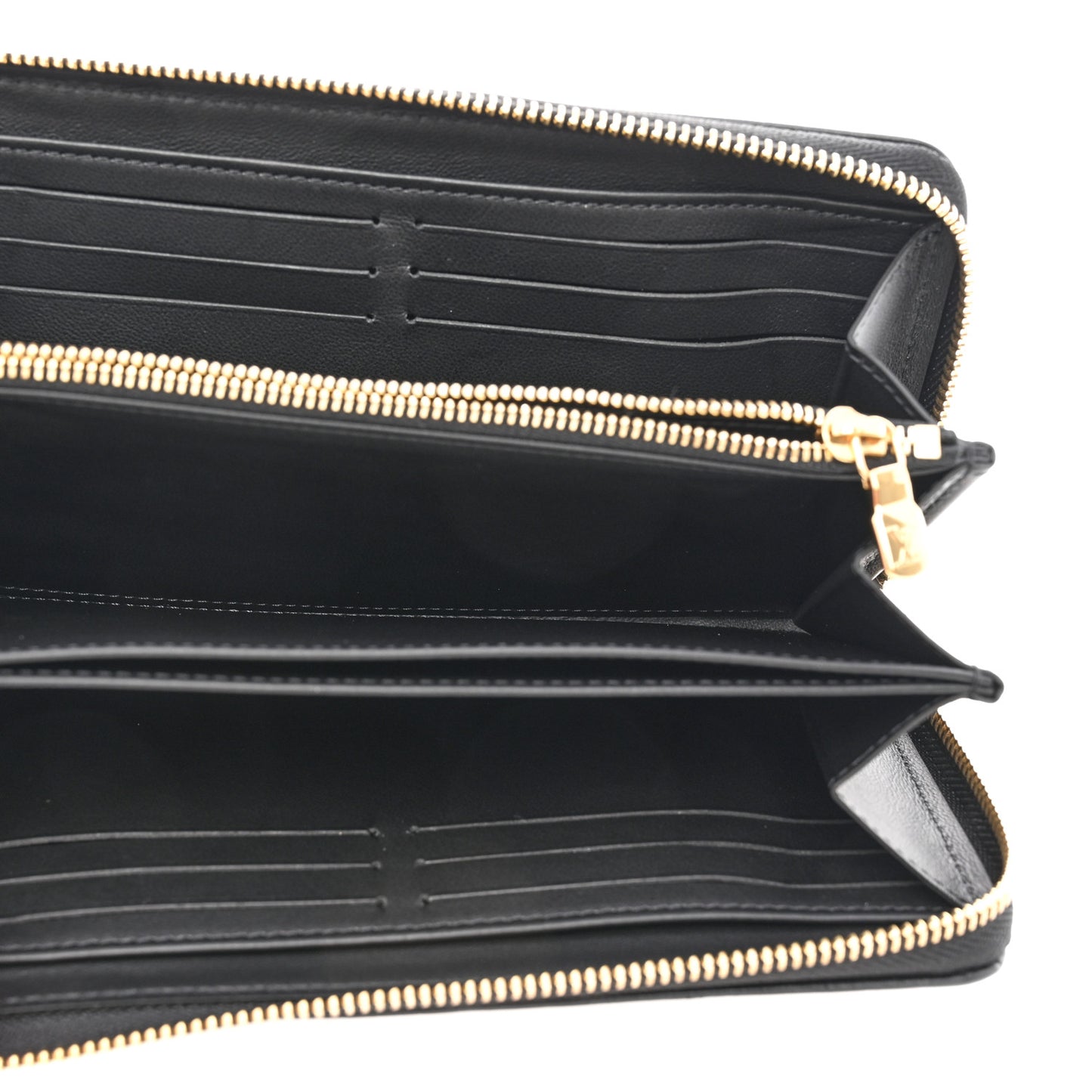 Lambskin Embossed Monogram Coussin Zippy Wallet Black