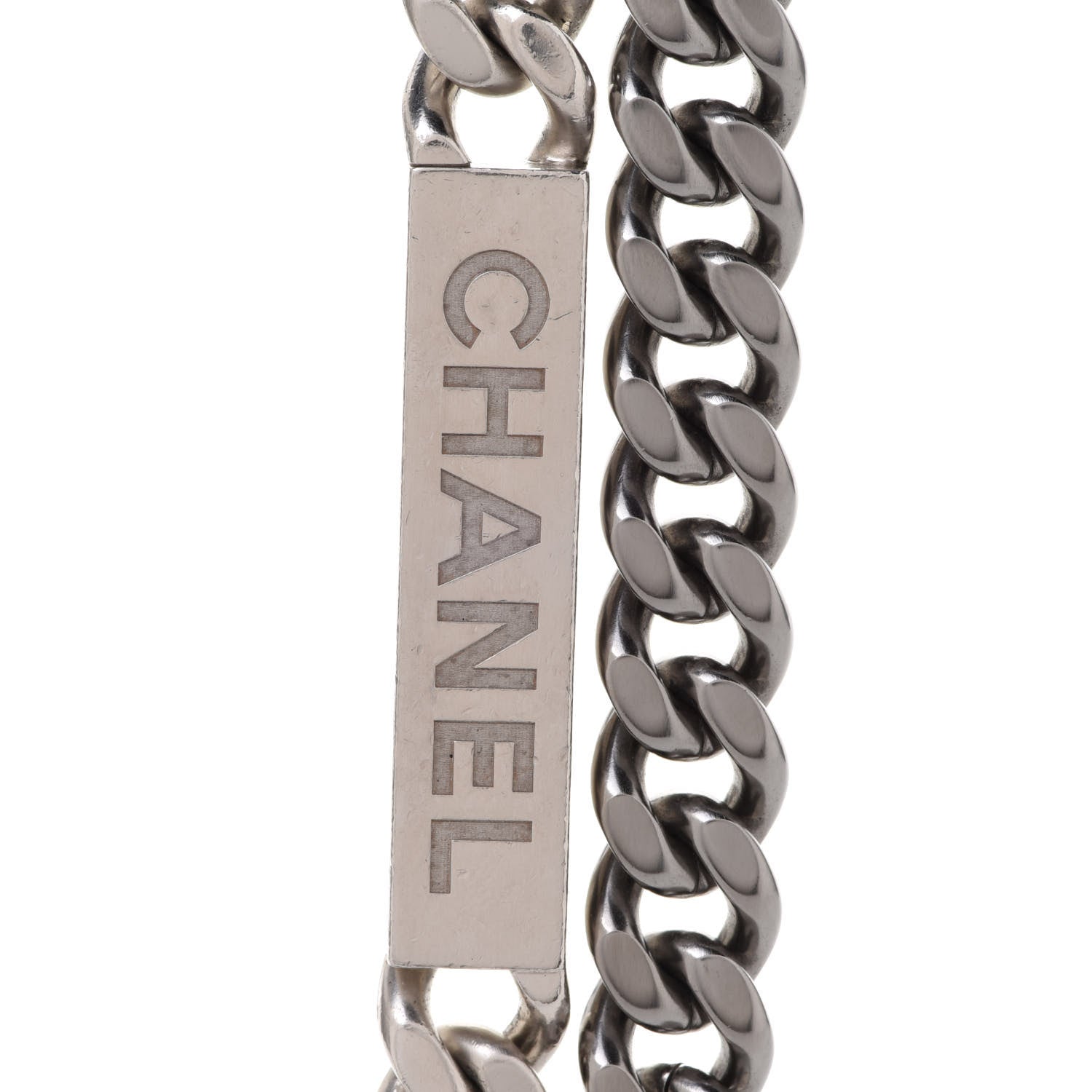 Chanel Oversized Double Chain Logo Short Necklace Ruthenium 4 of 6